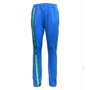 NWT Homme + Femme NEW Signature Track Pant S Blue Green Stripe Zip Pockets